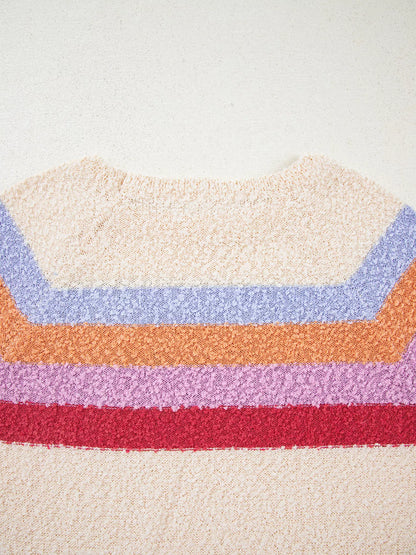 Striped Color Block Loose Sleeve Sweater