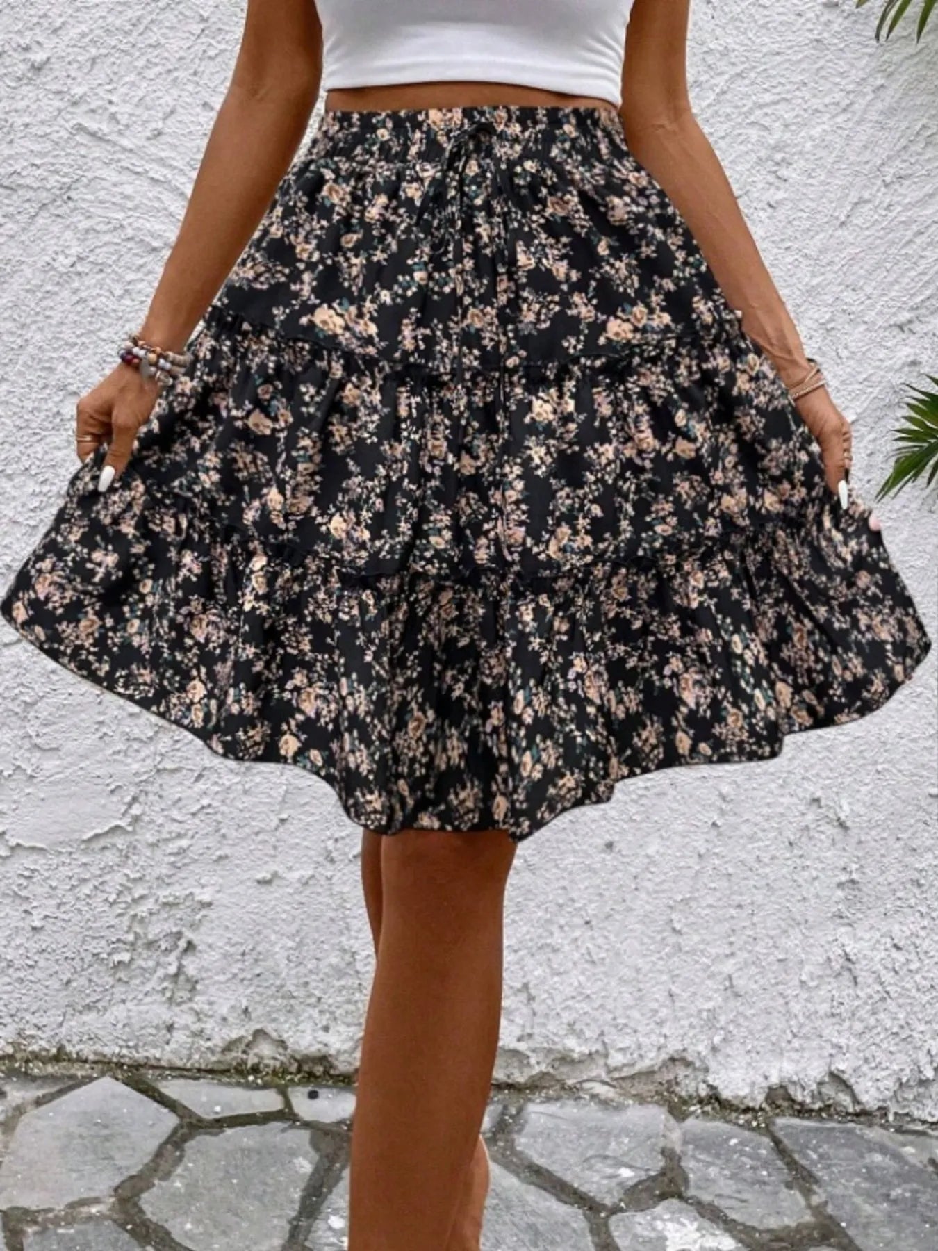 Floral Print Midi Skirt