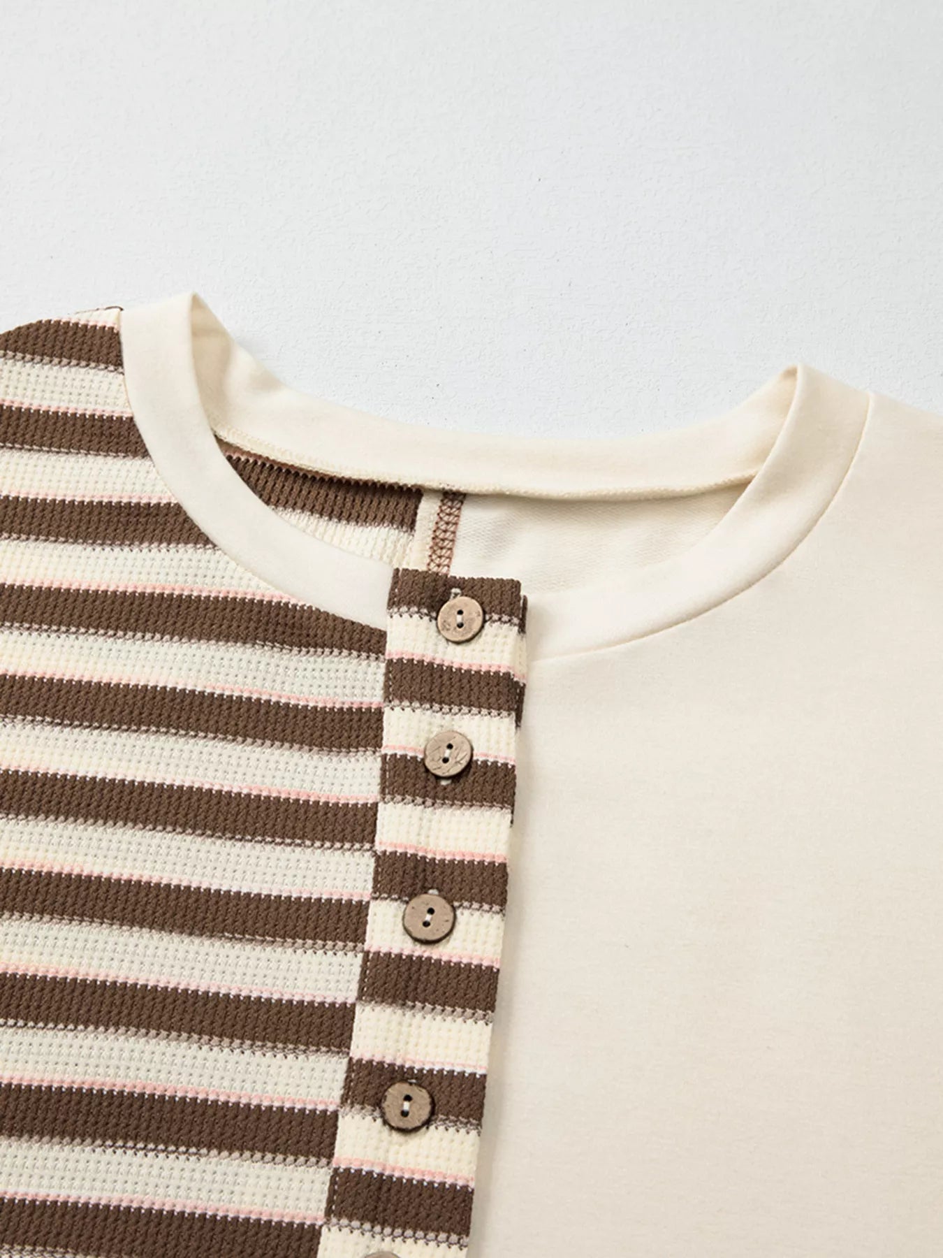 Stripe Stitched Detail Color Block Patchwork Oversized Top