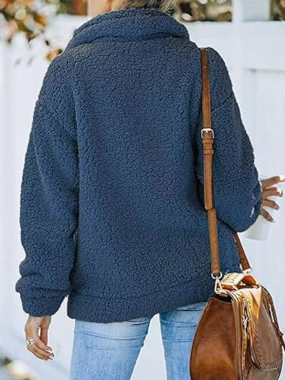 Full Size Cozy Fleece Zip Up Jacket Plus Size