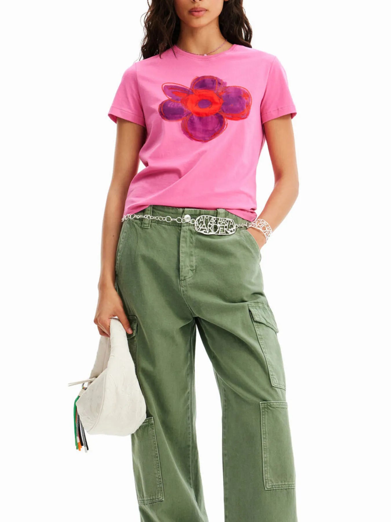 Flower Graphic Round Neck T-Shirt