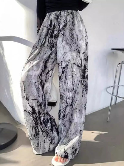 Abstract Print Wide Leg Pants