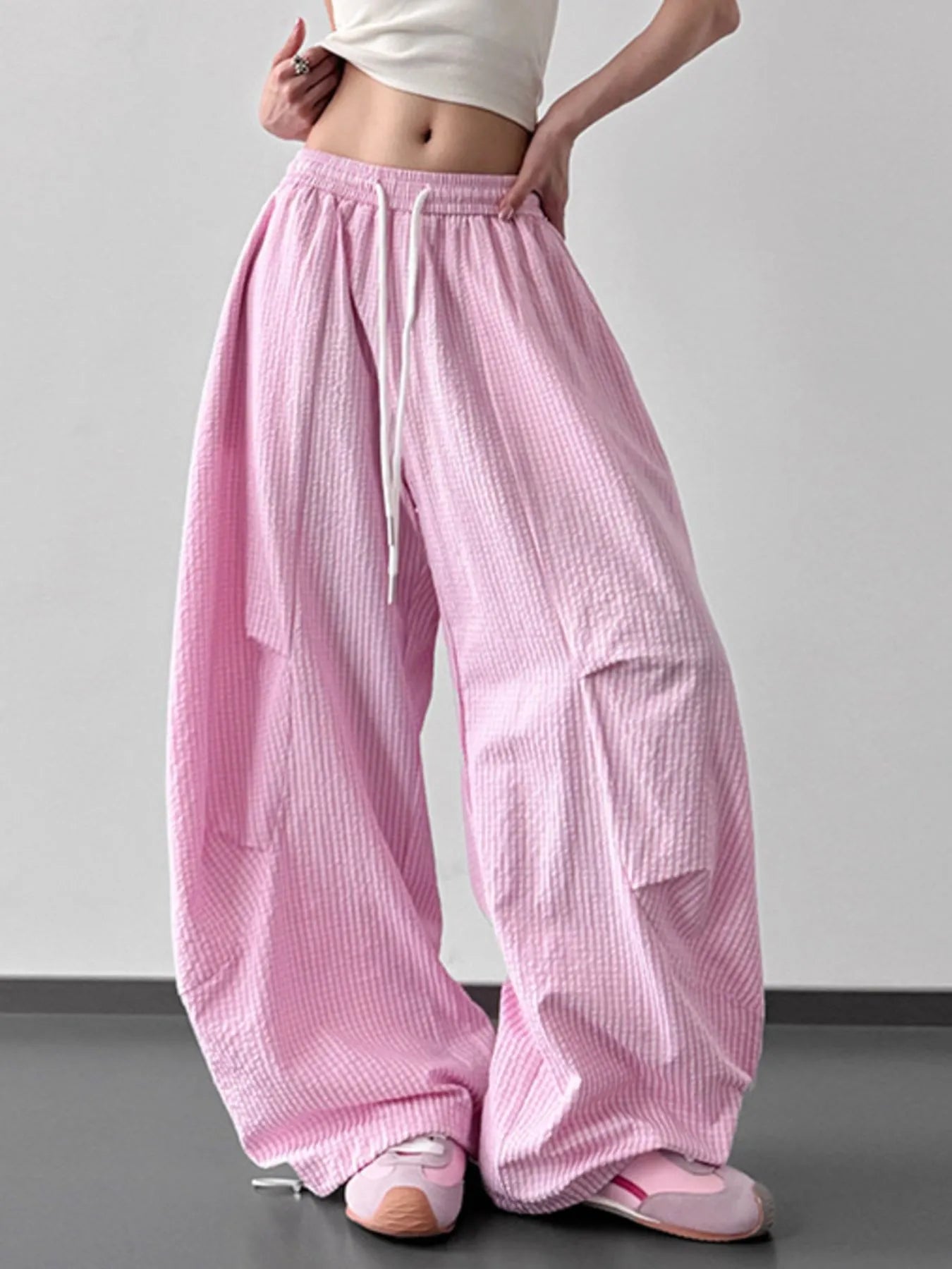 Drawstring Wide Leg Pants