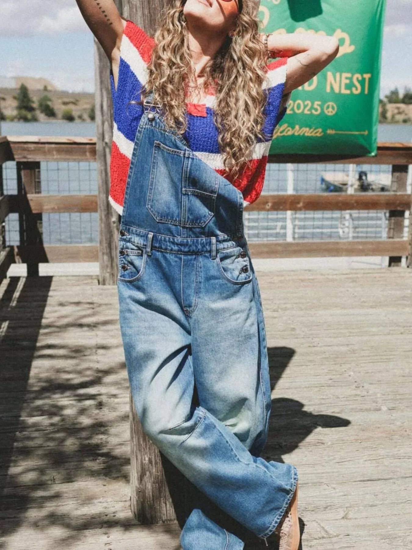 Striped Notched Short Sleeve Sweater