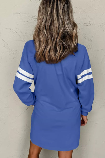 Stripe Long Sleeve Casual Sweatshirt Dress