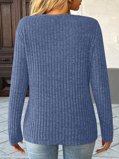 Women's Long Sleeve V Neck Tunic Tops - Dressy Casual Work Blouse Sweater