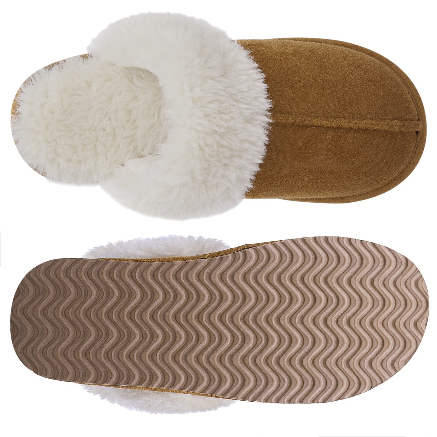 Fuzzy Memory Foam Slippers for Women - Fluffy Winter House Shoes Indoor Outdoor