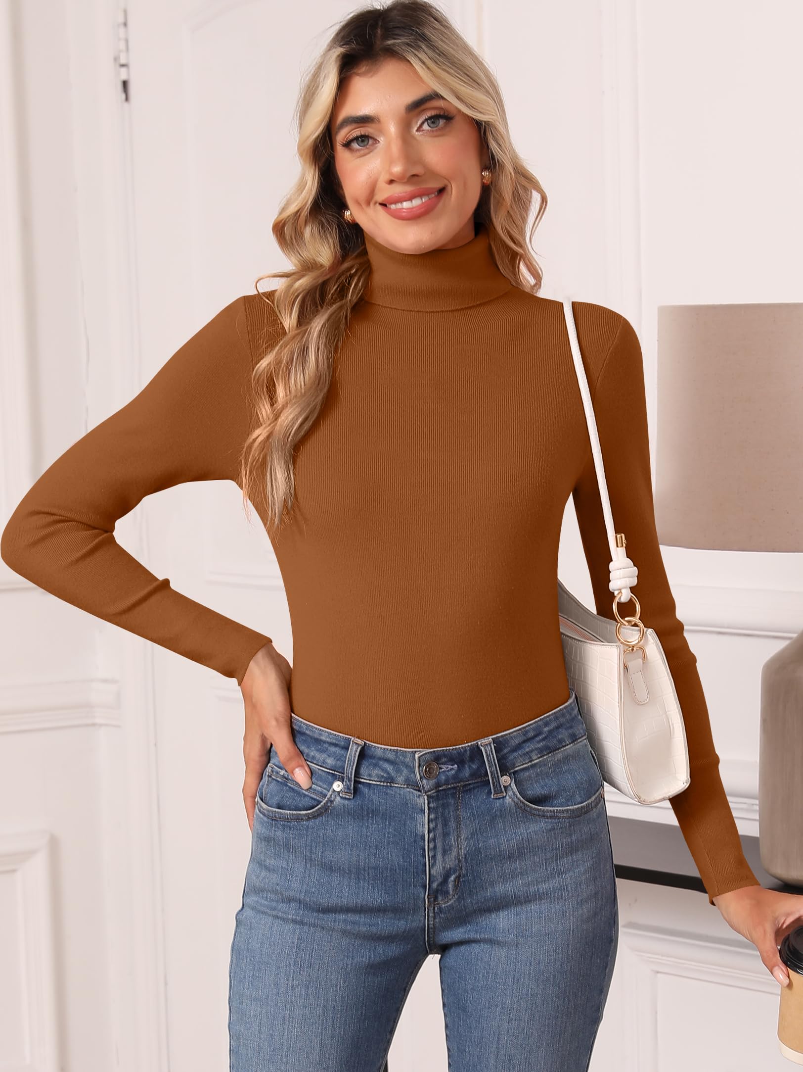 Women's Turtleneck Long Sleeve Shirt - Thermal Underwear Top for Fall Winter