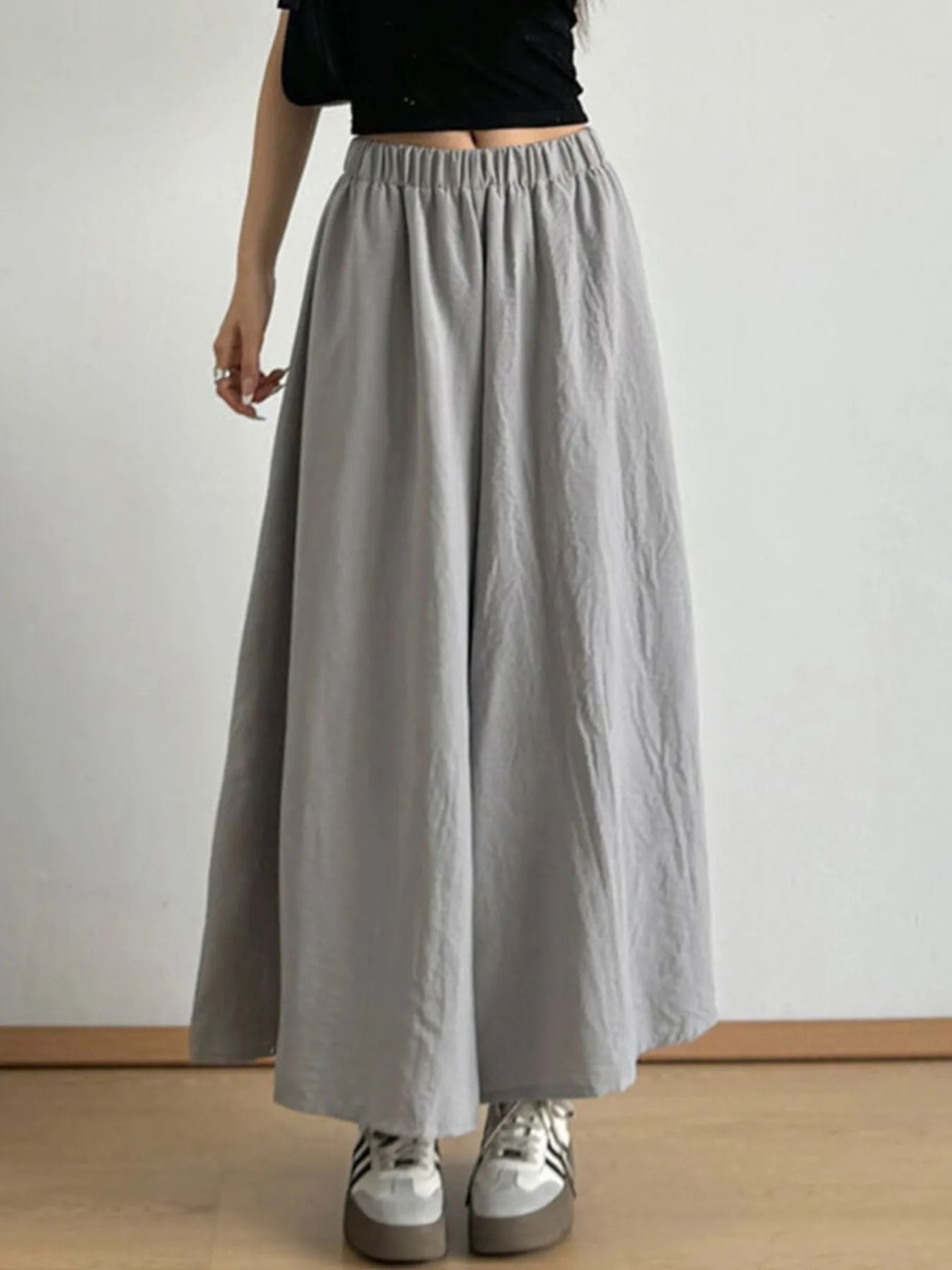 Wide-Leg Elastic Waist Pants