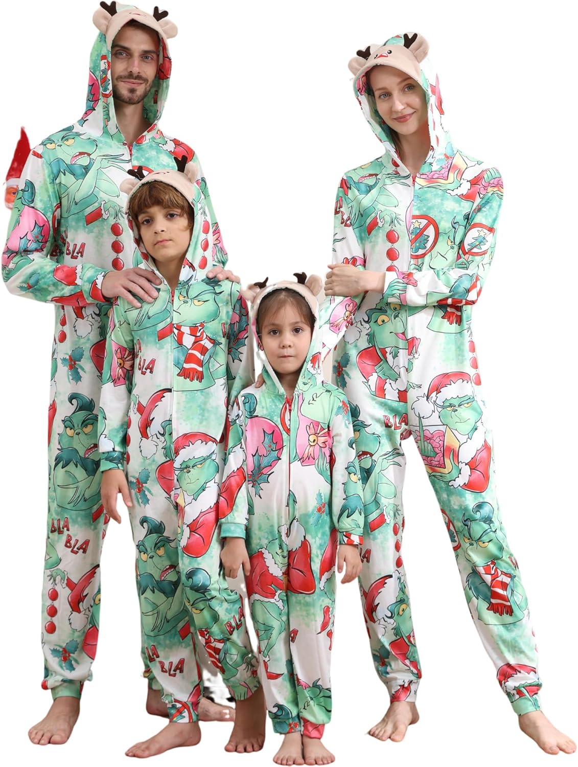 Matching Christmas Onesies for Family - Zip Up One-Piece Holiday Pajamas