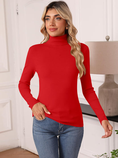 Women's Turtleneck Long Sleeve Shirt - Thermal Underwear Top for Fall Winter