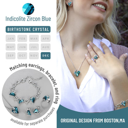 Infinity Love Birthstone Heart Necklace - 18K White Gold Plated Crystal Pendant Gift for Women