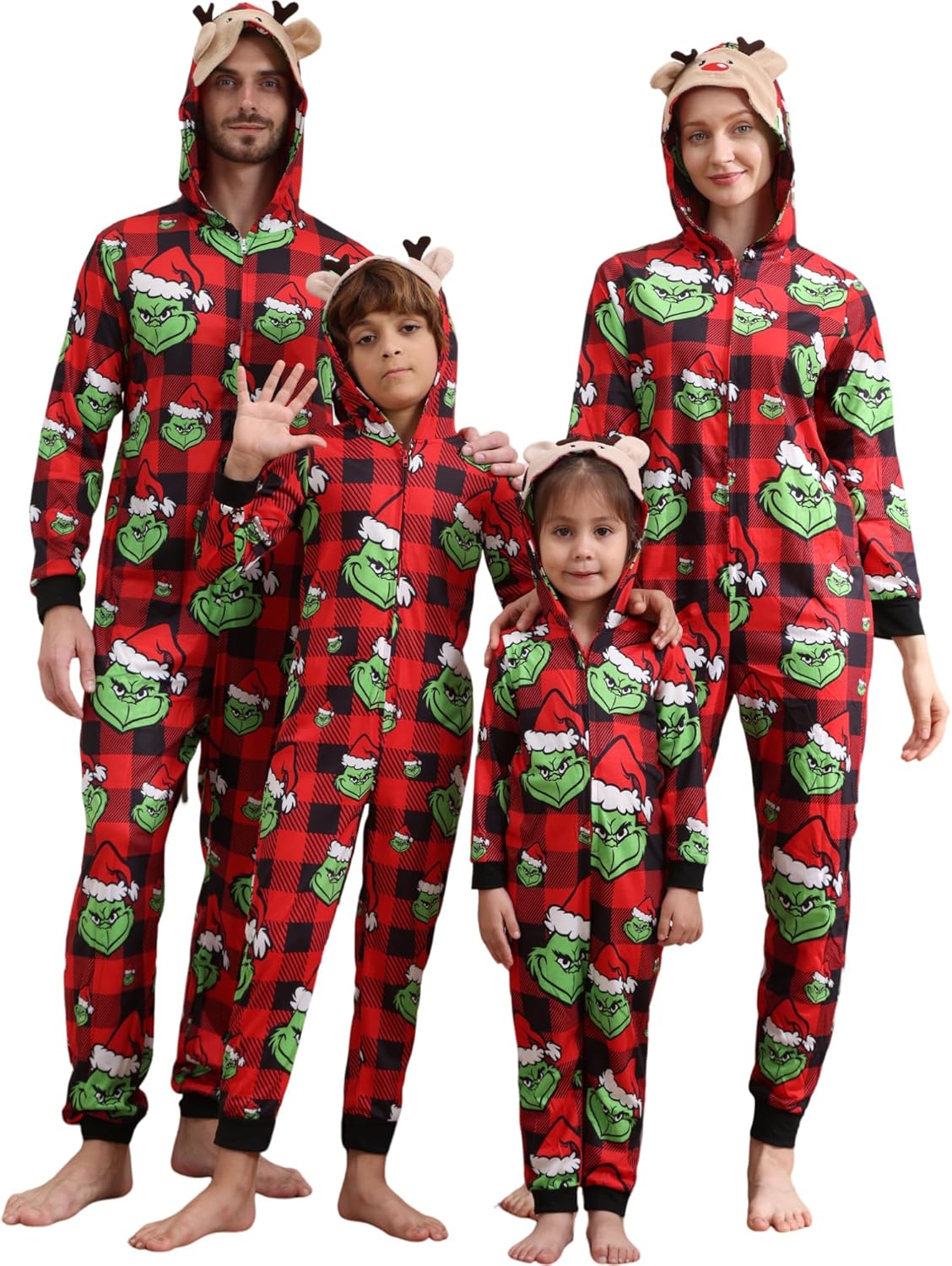 Matching Christmas Onesies for Family - Zip Up One-Piece Holiday Pajamas