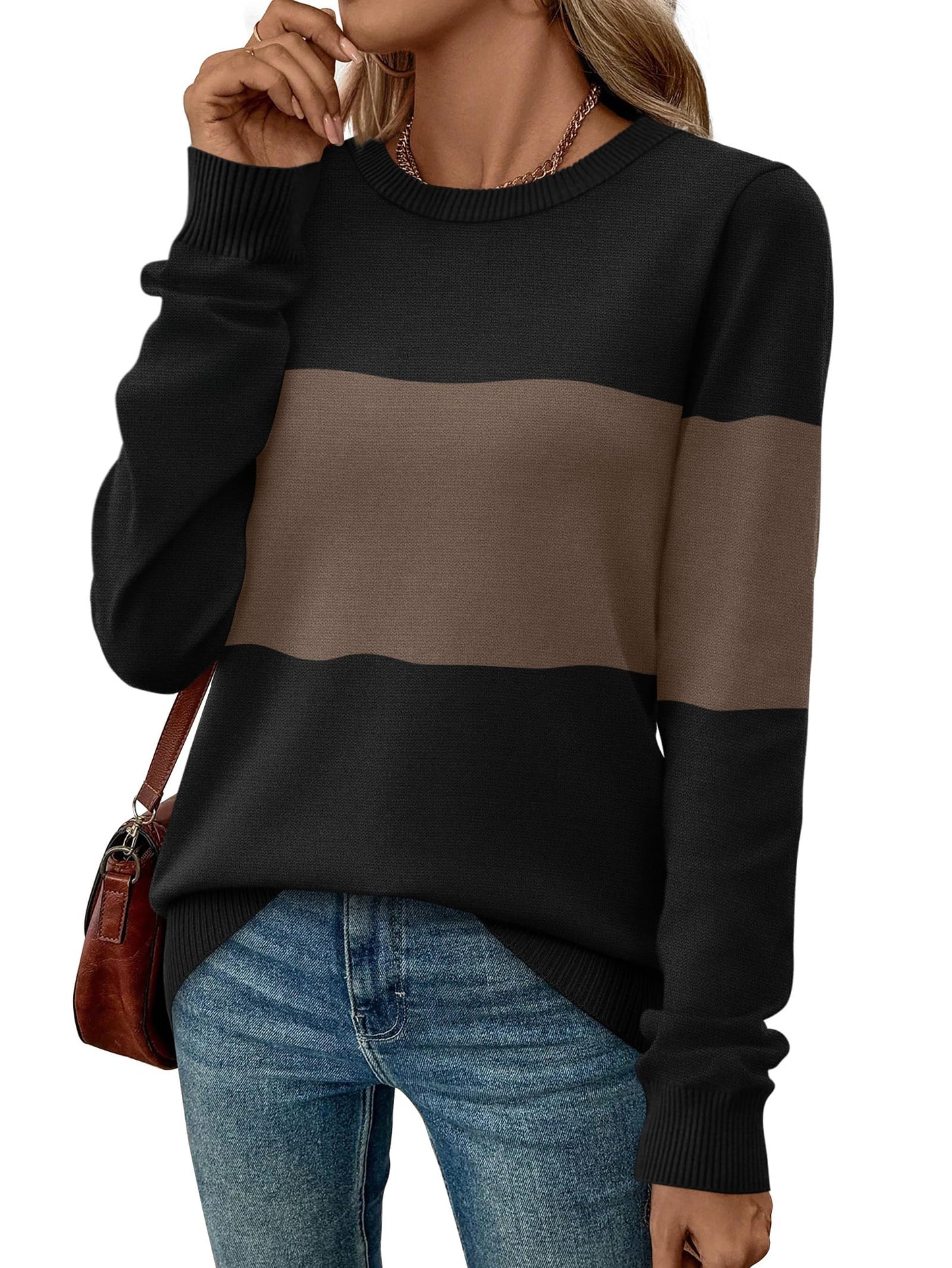 Women's Lightweight Sweaters - Long Sleeve Crewneck Pullover Tops
