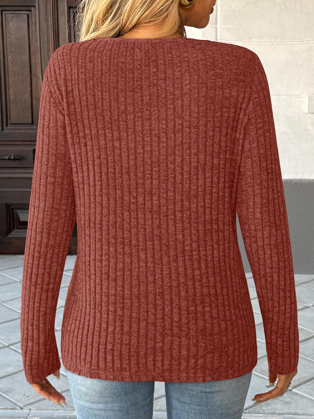 Women's Long Sleeve V Neck Tunic Tops - Dressy Casual Work Blouse Sweater