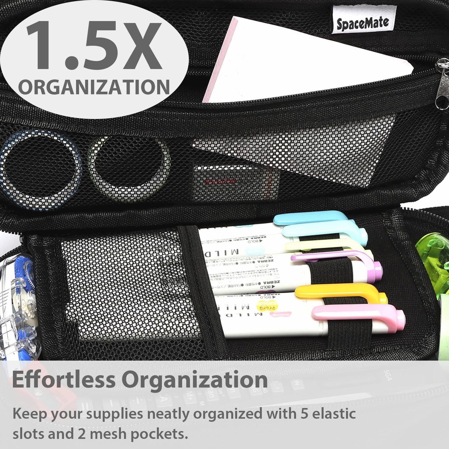 Large Pencil Case 1800ml - Heavy Duty Canvas School Supplies Organizer for Kids Students