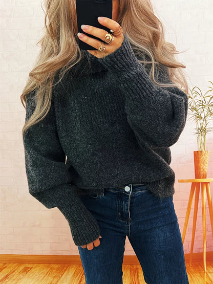 Ribbed Turtleneck Long Sleeve Sweater