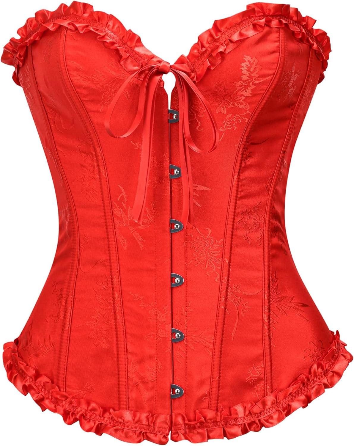 Corset Top for Women - Lace Bustier Shapewear with Push Up Support Poppy Red