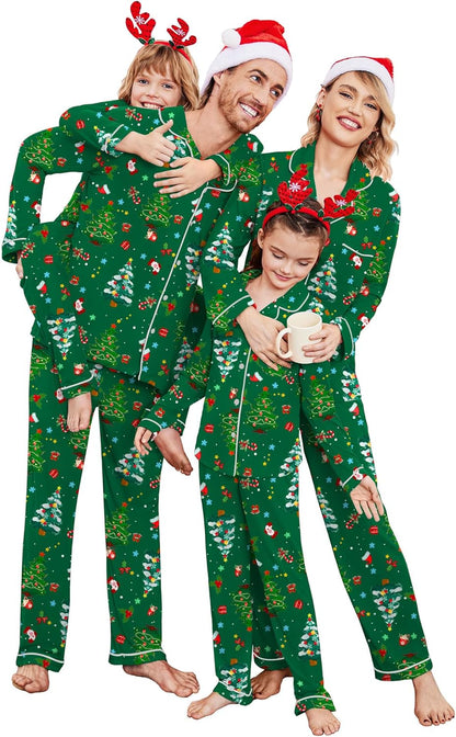 Christmas Family Matching Pajamas - Long Sleeve Button Down PJ Set