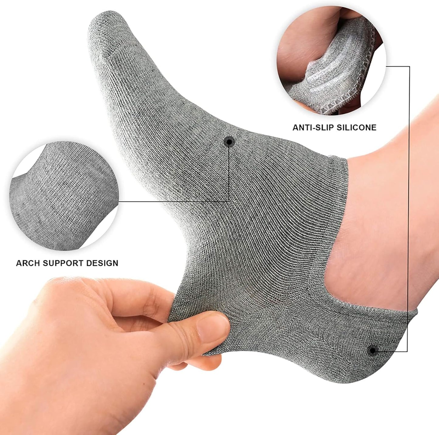 Women No Show Socks - Non Slip Low Cut Invisible Socks 4/8 Pairs