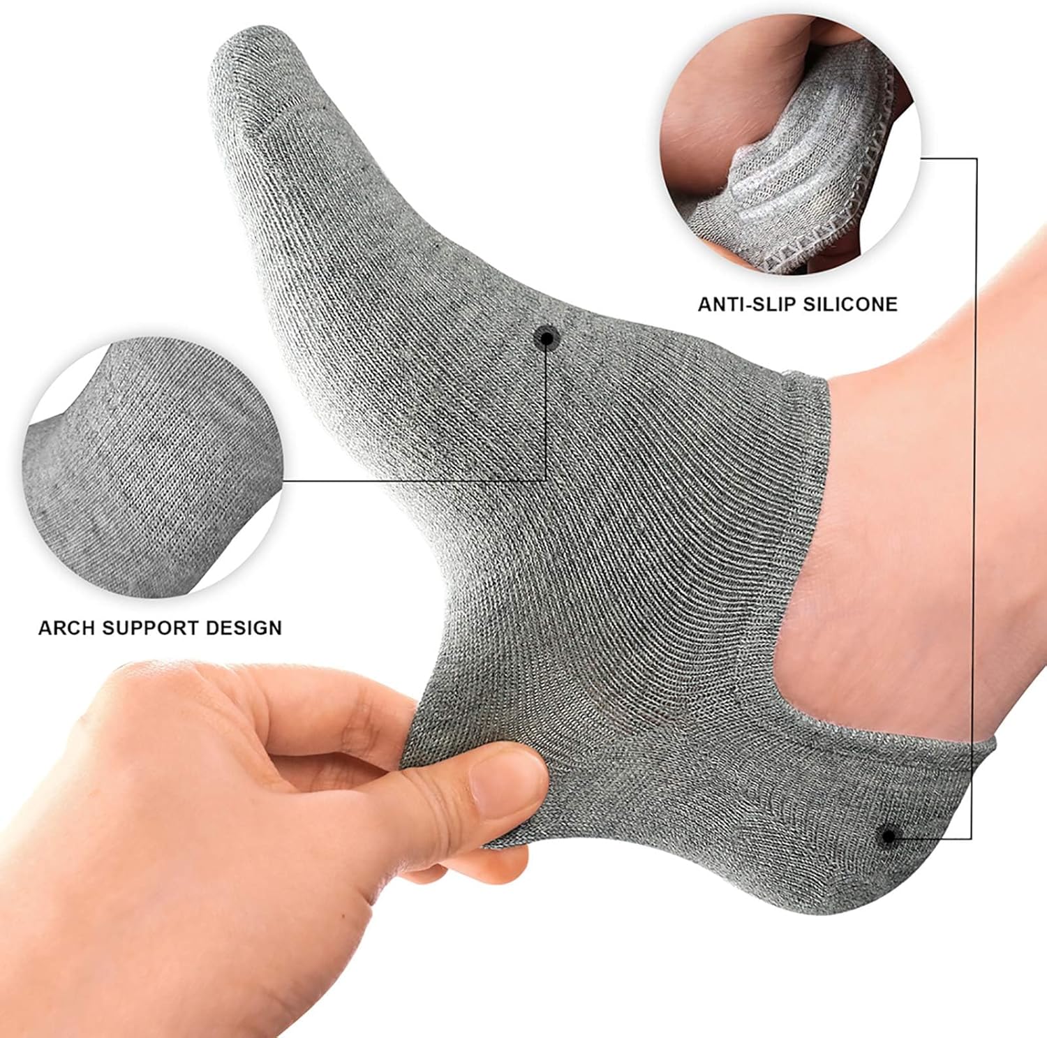 Women No Show Socks - Non Slip Low Cut Invisible Socks 4/8 Pairs