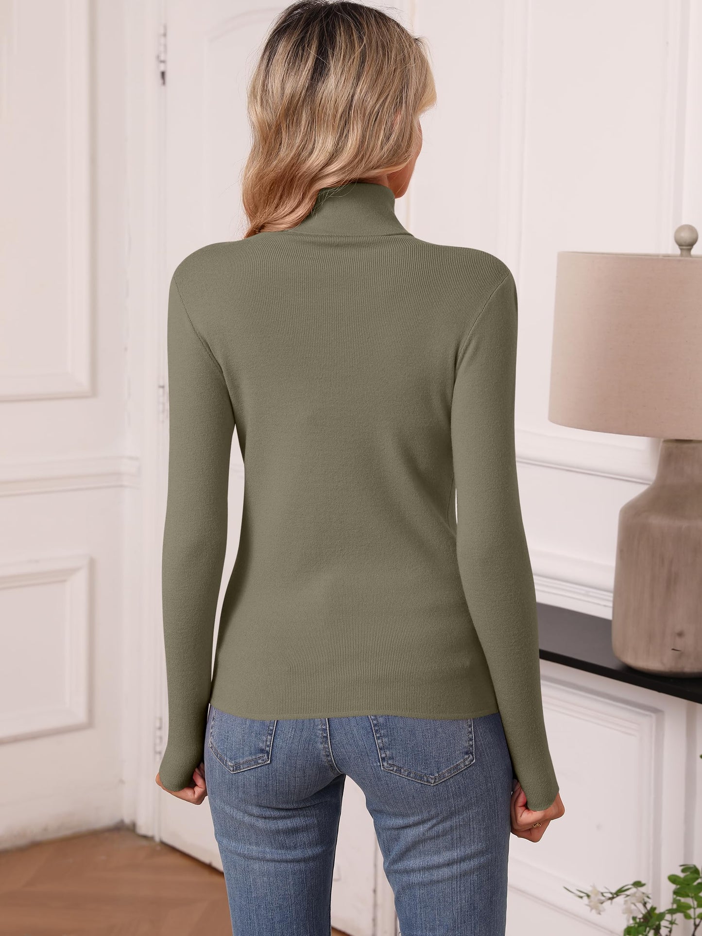 Women's Turtleneck Long Sleeve Shirt - Thermal Underwear Top for Fall Winter