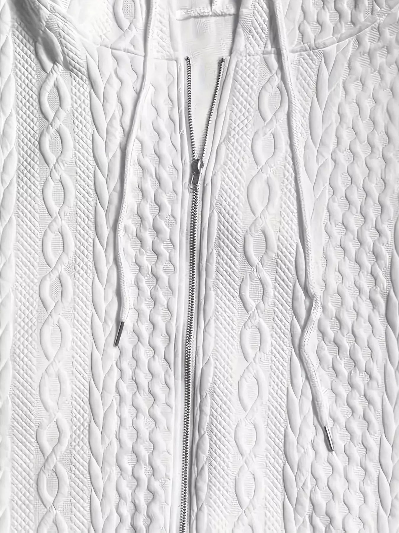 Drawstring Zip Up Long Sleeve Hoodie