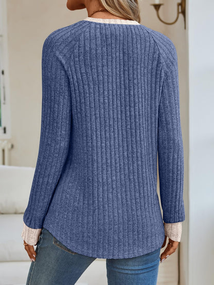 Women's Long Sleeve Tunic Tops - Dressy Casual Color Block Sweaters