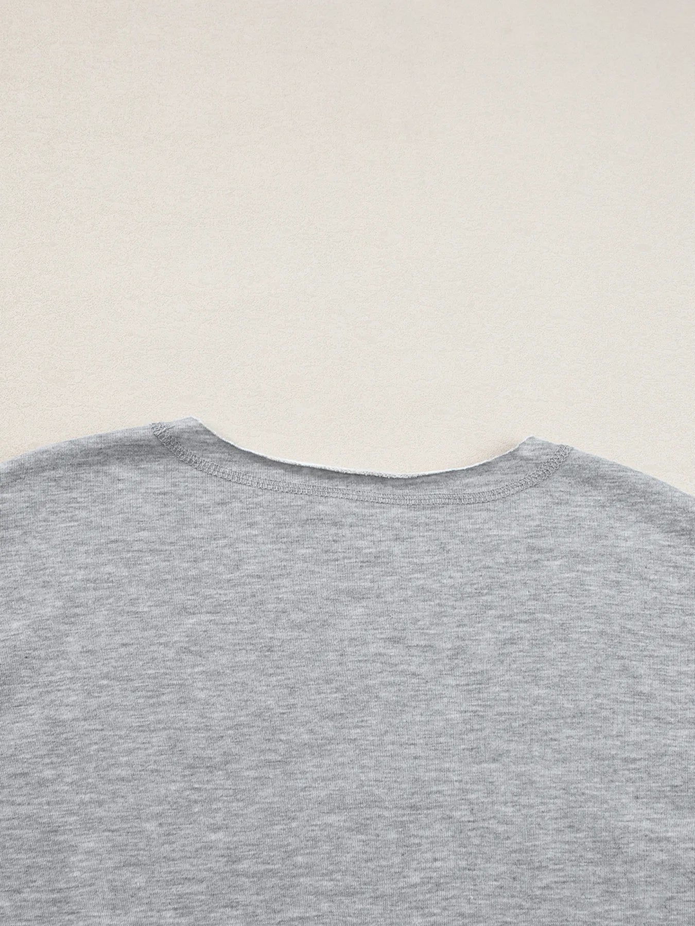 USA Lettering Patch Notched Neck T-Shirt