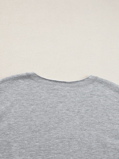 USA Lettering Patch Notched Neck T-Shirt