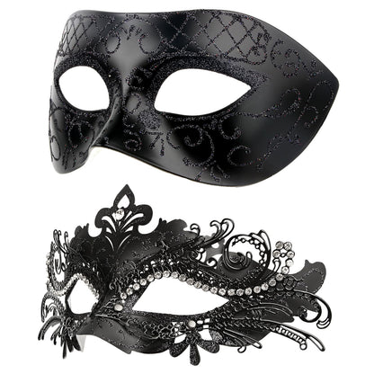 Masquerade Masks - Elegant Mardi Gras Party Masks - Premium Decorative Masks for Women and Men Black