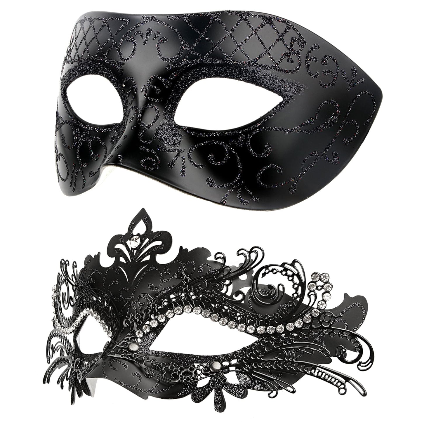 Masquerade Masks - Elegant Mardi Gras Party Masks - Premium Decorative Masks for Women and Men Black