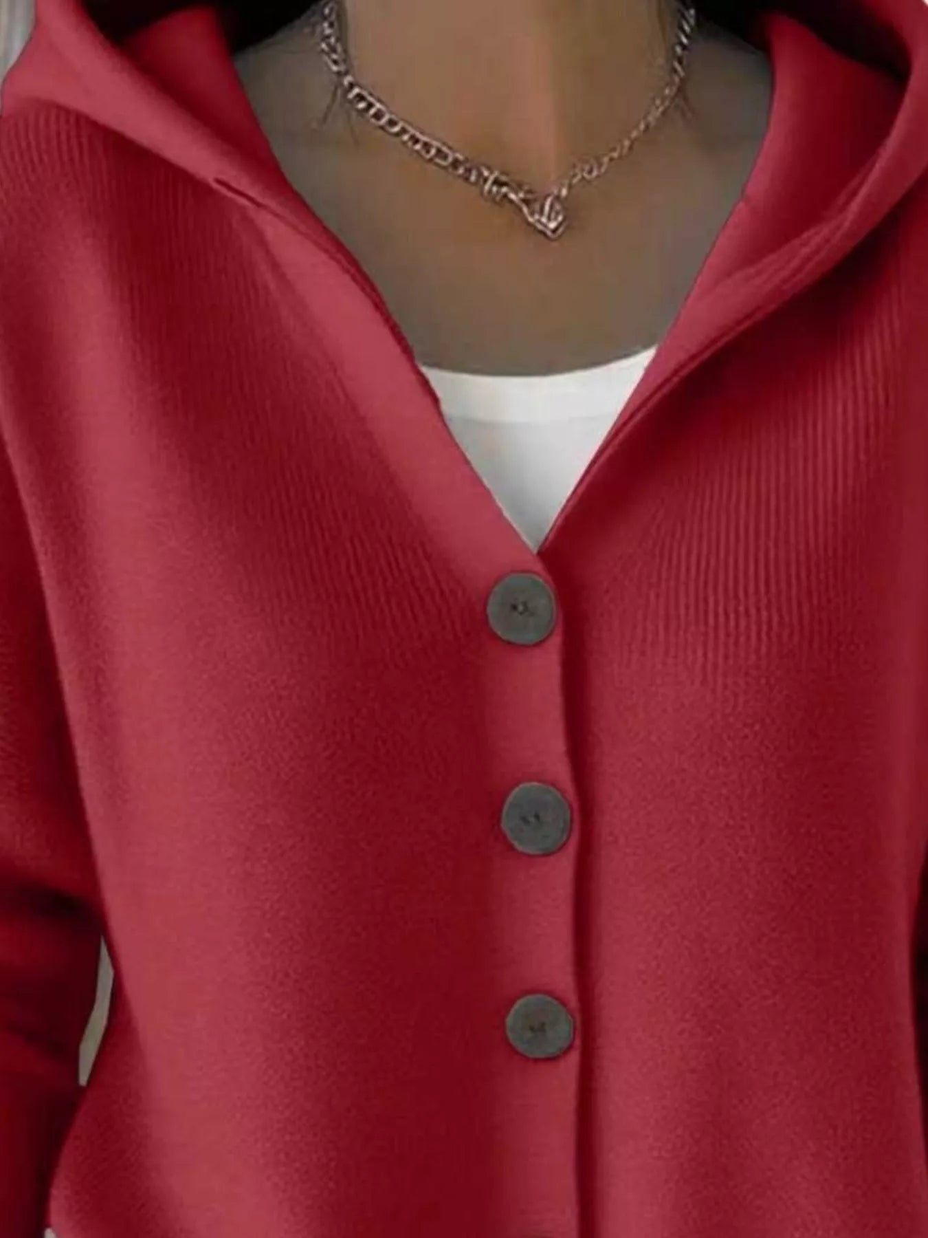 Full Size Hooded Button-Front Soft Knit Cardigan Plus Size