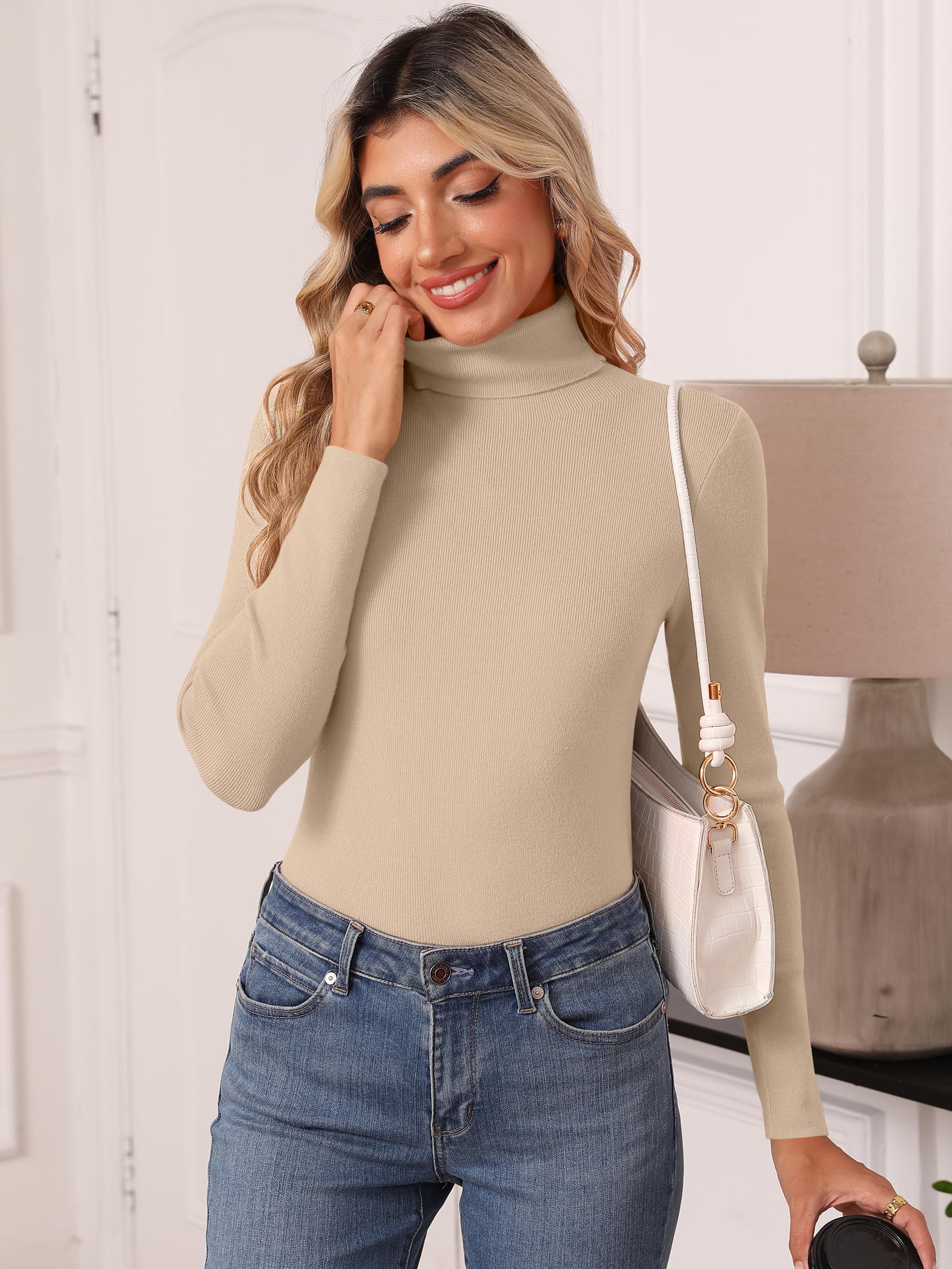 Women's Turtleneck Long Sleeve Shirt - Thermal Underwear Top for Fall Winter