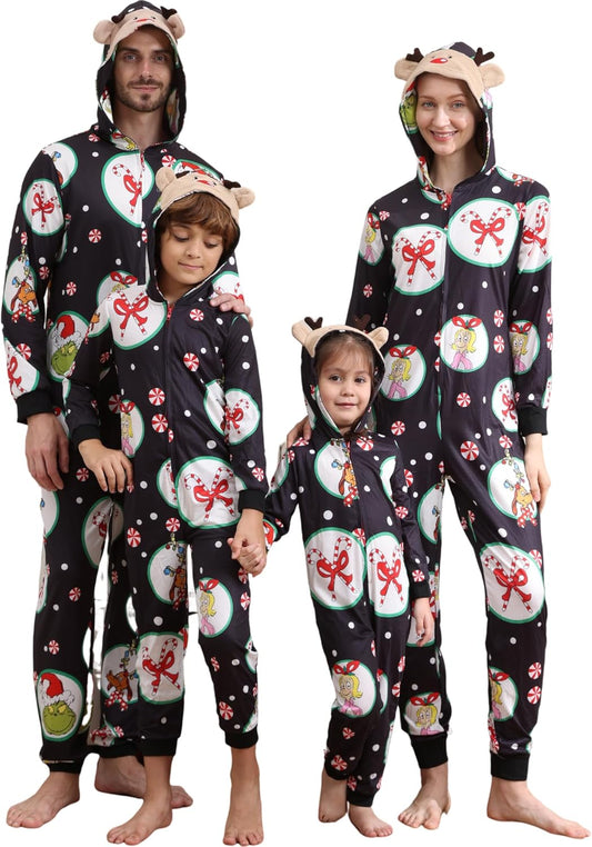 Matching Christmas Onesies for Family - Zip Up One-Piece Holiday Pajamas