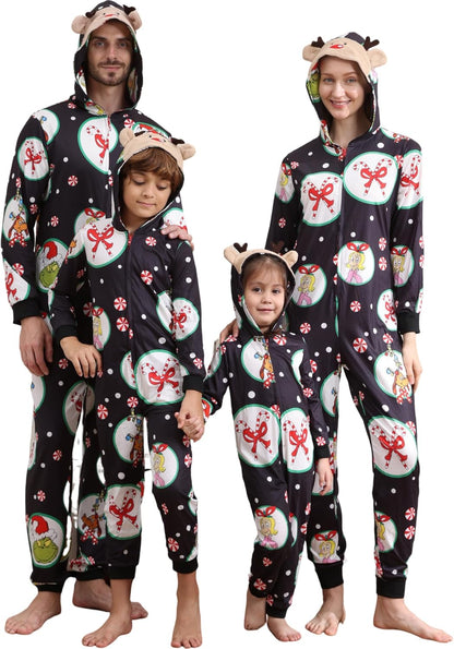 Matching Christmas Onesies for Family - Zip Up One-Piece Holiday Pajamas