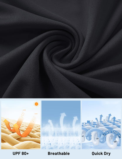 Women's UPF 80+ Long Sleeve Rash Guard - Quick Dry Athletic Shirt with Thumb Holes