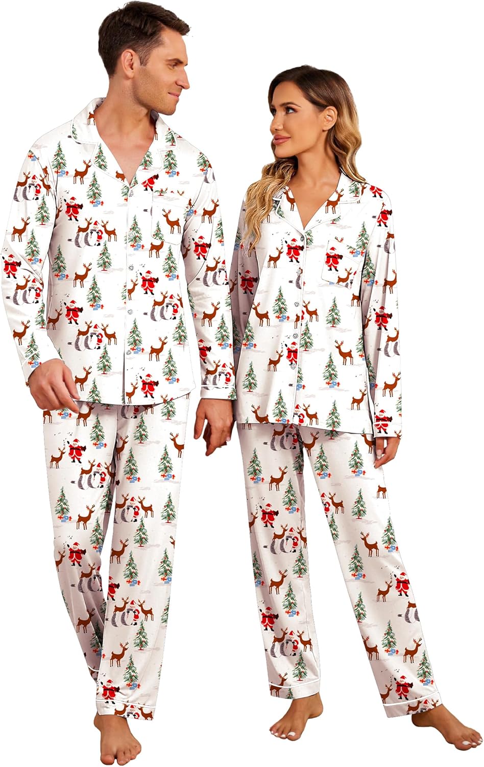 Christmas Family Matching Pajamas - Long Sleeve Button Down PJ Set