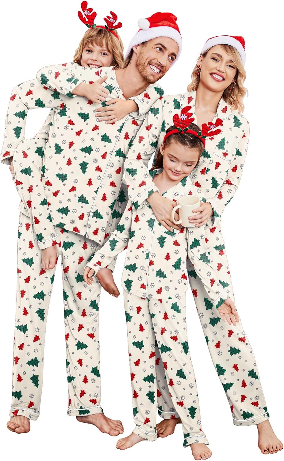 Christmas Family Matching Pajamas - Long Sleeve Button Down PJ Set