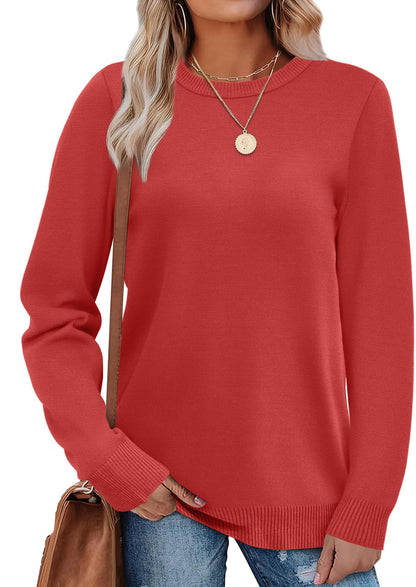 Women's Lightweight Sweaters - Long Sleeve Crewneck Pullover Tops