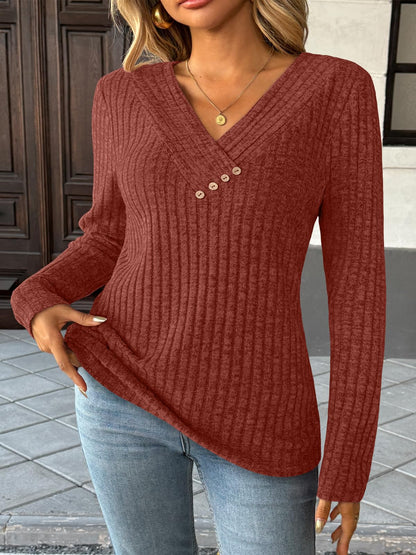 Women's Long Sleeve V Neck Tunic Tops - Dressy Casual Work Blouse Sweater