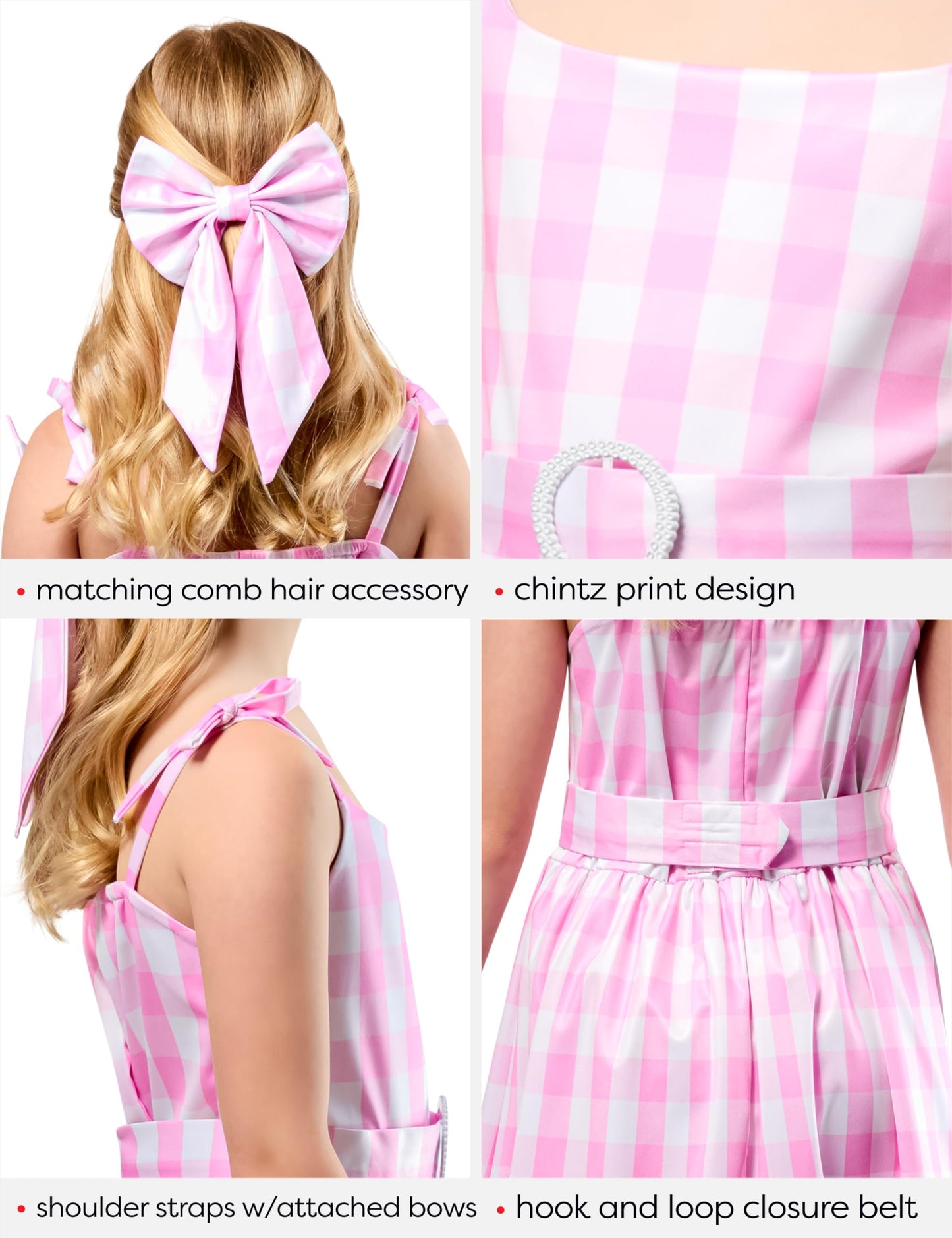 Barbie Perfect Day Costume Dress - Kids Girls Movie Outfit with Belt