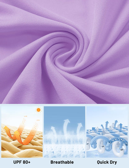 Women's UPF 80+ Long Sleeve Rash Guard - Quick Dry Athletic Shirt with Thumb Holes