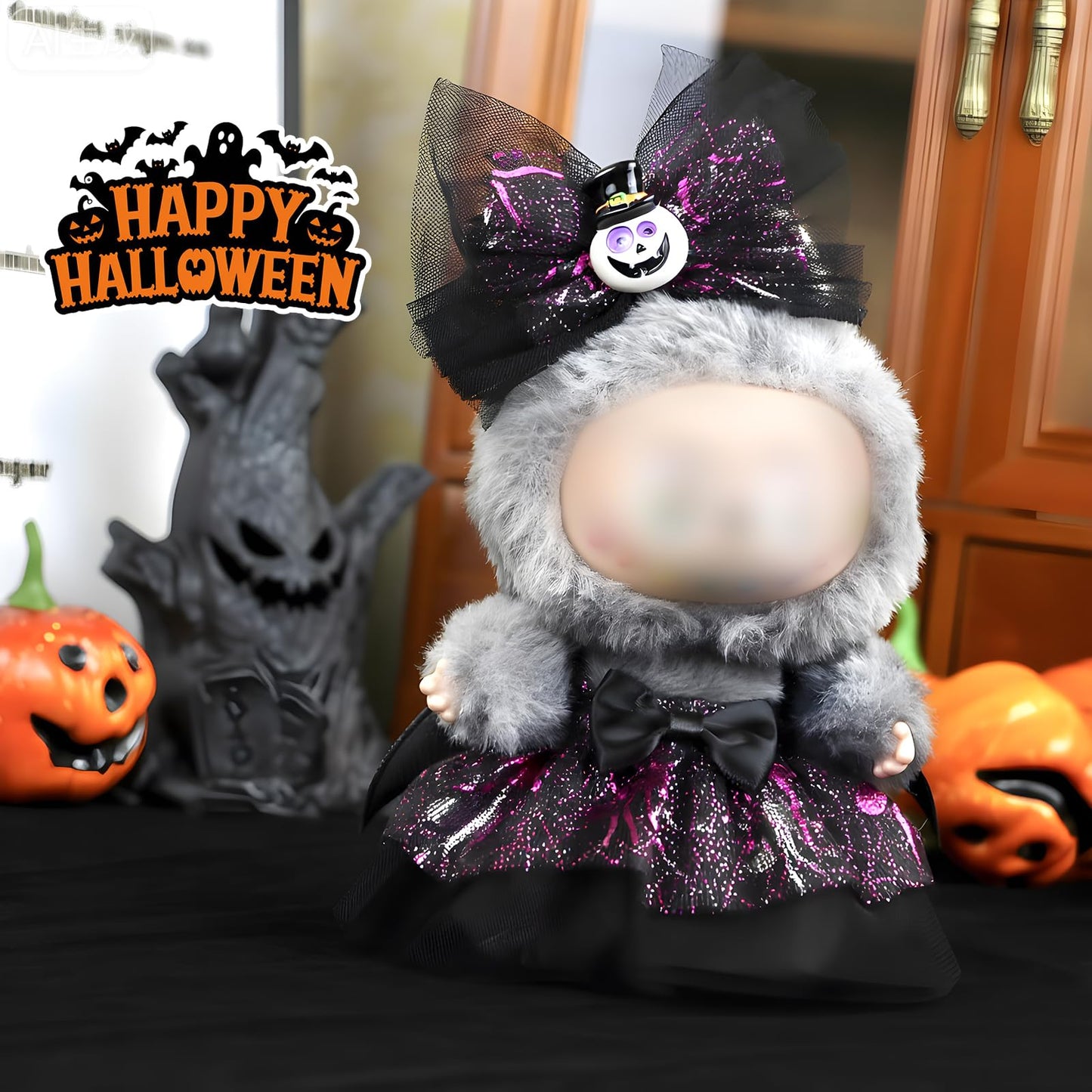 3 Piece Handmade Crochet Outfit for 17cm Dolls - Heart Sweater Hat & Bag Set