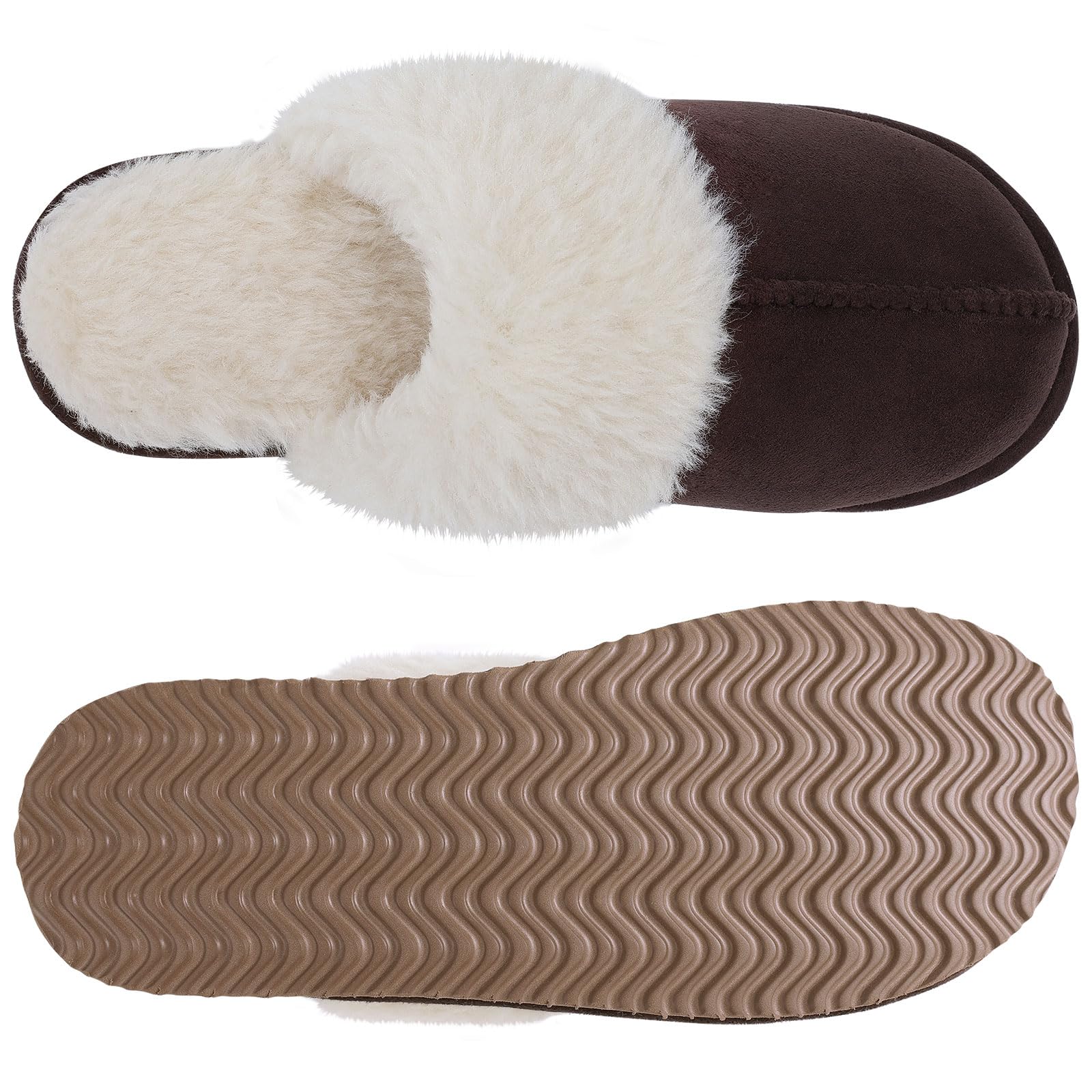 Fuzzy Memory Foam Slippers for Women - Fluffy Winter House Shoes Indoor Outdoor