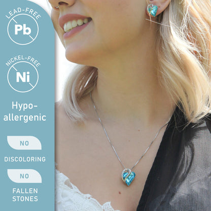 Infinity Love Birthstone Heart Necklace - 18K White Gold Plated Crystal Pendant Gift for Women