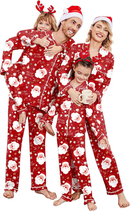 Christmas Family Matching Pajamas - Long Sleeve Button Down PJ Set