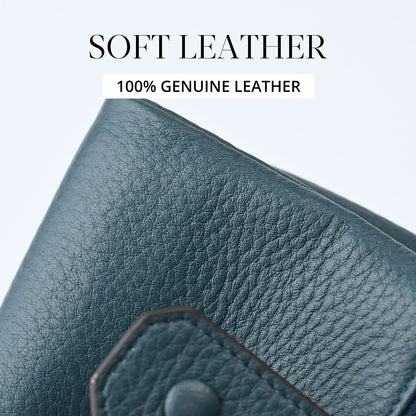 Women Leather Wallet - Small RFID Blocking Card Holder with Double Zipper