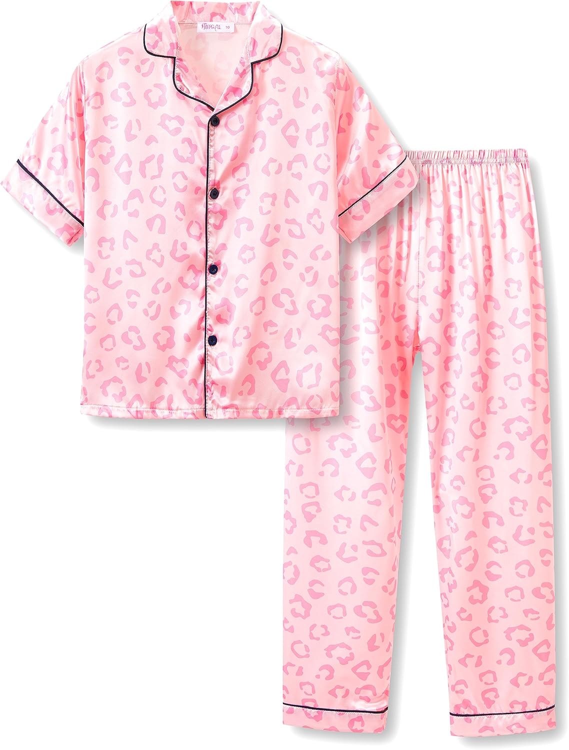 Girls Satin Pajama Set - Silky Button Down PJ with Shorts Size 6-16