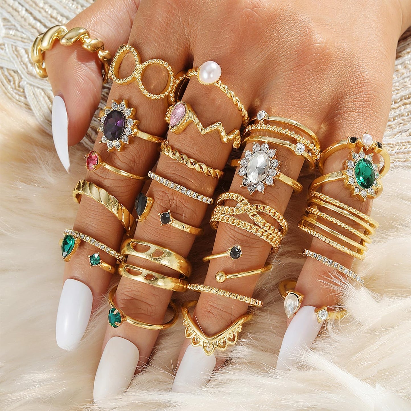 Women's Accessories - 36-Piece Gold Plated Jewelry Set Necklaces Bracelets Earrings Rings Gift